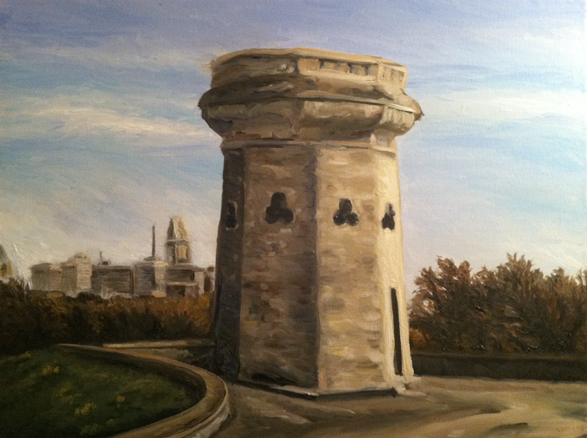 Moorish Tower, Druid Hill Park, Baltimore, Maryland, Lamont W. Harvey, Wes Harvey, oil painting
